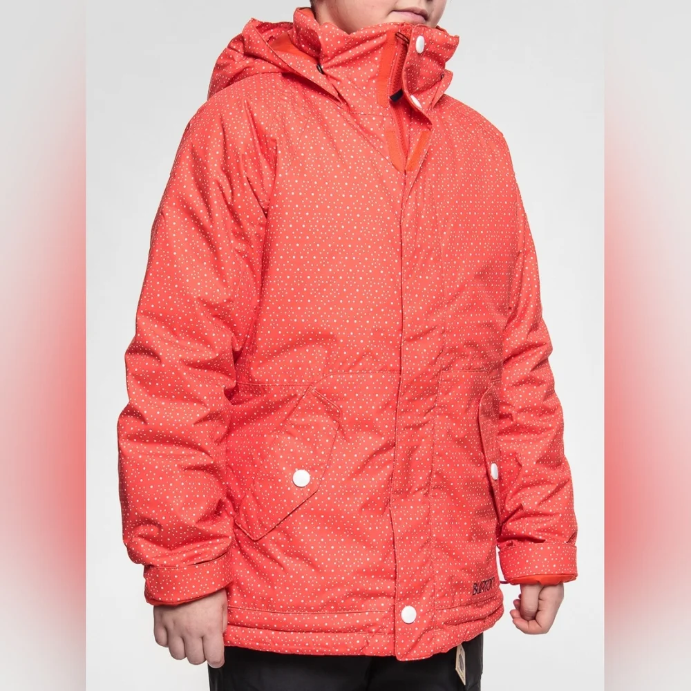 Burton Girls Moxie Snowboard Jacket Orange Polka Dot Size S (7/8)